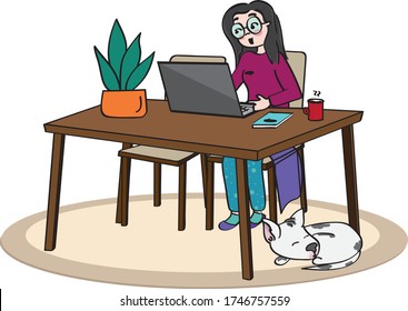 telework 
telecommuting with pet dog 