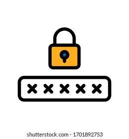 telework or telecommuting related computer or website login password with lock vector with editable stroke