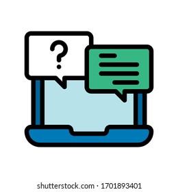 telework or telecommuting related messages popups on laptop screen vector with editable stroke