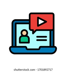 aprendizaje en línea relacionado con el teletrabajo o el teletrabajo con vectores para portátiles y reproductores de vídeo con trazo editable