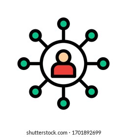 telework or telecommuting related team work or networking vector with editable stroke