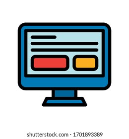 telework or telecommuting related website page open in computer screen vector with editable stroke