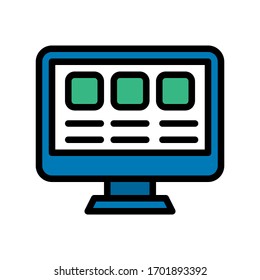 telework or telecommuting related website or web page open in computer screen vector with editable stroke