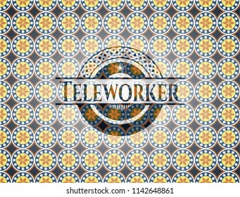 Teleworker arabesque badge. arabic decoration.