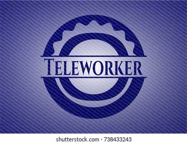 Teleworker emblem with jean background