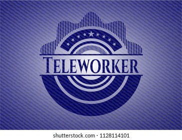 Teleworker emblem with jean high quality background