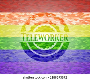 Teleworker lgbt colors emblem 