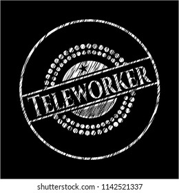 Teleworker on blackboard