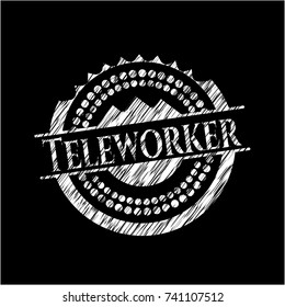 Teleworker on blackboard