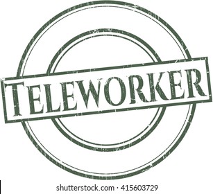Teleworker rubber grunge stamp