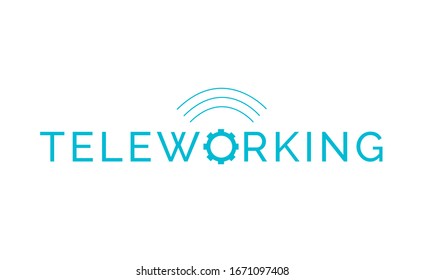 Teleworking Logo. Working From Home Because Coronavirus (covid-19) Outbreak.