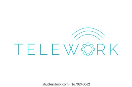 Teleworking as a measure of companies due to the coronavirus outbreak. Telework logo.