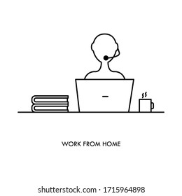 Teleworking , Working From Home, Remote Work Vector Icon. Stay Safe At Home And Working. 