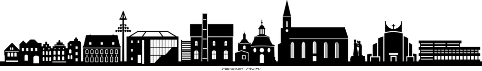 Telgte City Skyline Silhouette Vector