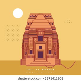 Teli ka Mandir - Telika Temple - Gwalior - Stock Illustration as EPS 10 File