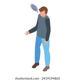 Erzählen Sie das Argument Symbol isometrischer Vektorgrafik. Konversation betonen. Personalarbeit