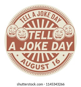 Tell A Joke Day, August 16, Rubber Stamp, Vector Illustration