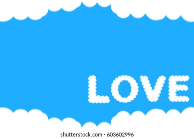 Tell love by cloud on a blue sky background, vector illustration