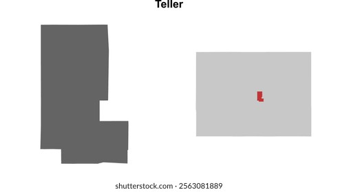 Teller County (Colorado) blank outline map set