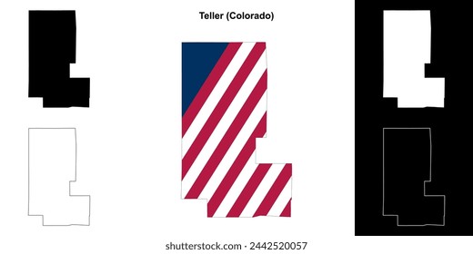 Teller county (Colorado) outline map set