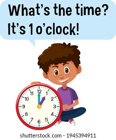 Schreibzeit mit einem Jungen, der eine Uhr hält
