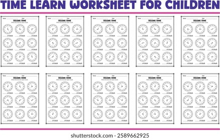 Telling time clock worksheets page for child