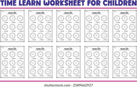 Telling time clock worksheets page for child