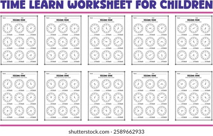 Telling time clock worksheets page for child