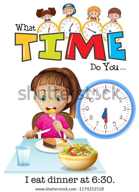 Telling Time Eat Breakfast Stock Vector (Royalty Free) 1174252528