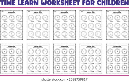 Telling time printable worksheets for children