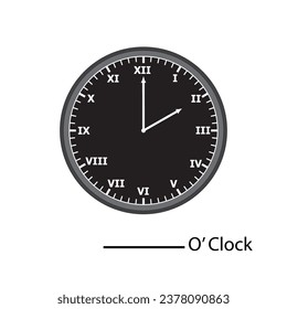 Contando la hora, reloj de números romanos. escriba la hora que se muestra en el reloj. Hoja de trabajo educativa para niños de preescolar. ¿A qué hora es? Ilustración vectorial.