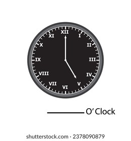 Telling the time, Roman number clock. write the time shown on the clock. Educational worksheet for preschool kids. What time is it? Vector illustration.