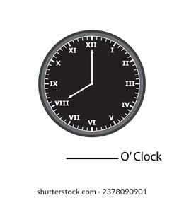 Telling the time, Roman number clock. write the time shown on the clock. Educational worksheet for preschool kids. What time is it? Vector illustration.