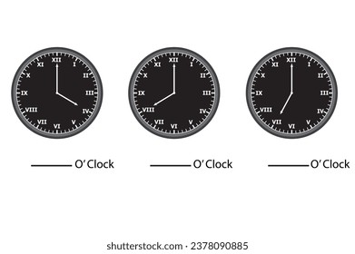 Telling time worksheet. Different color. number clock and Roman letter clock. what is the time? write the time shown on the clock Educational material for primary school students. vector illustration.