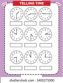 clock worksheet images stock photos vectors shutterstock