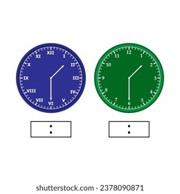 Telling time worksheet.number clock and roman letter clock. what is the time. write the time shown on the clock Educational material for primary school students. vector illustration.