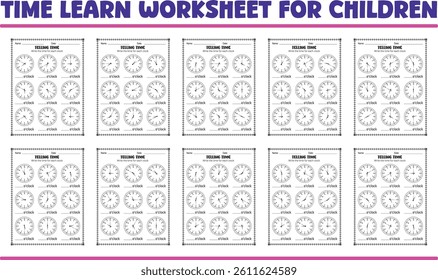 Telling time worksheets for children