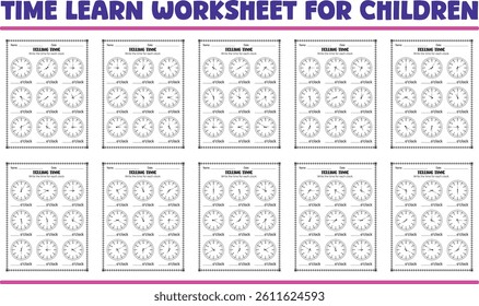 Telling time worksheets for children