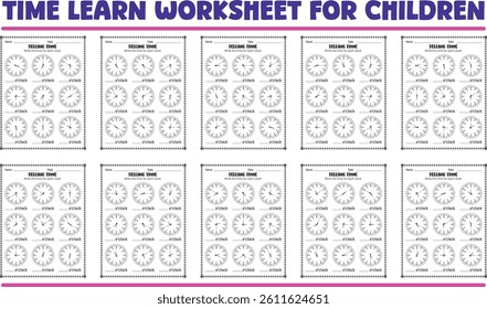 Telling time worksheets for children