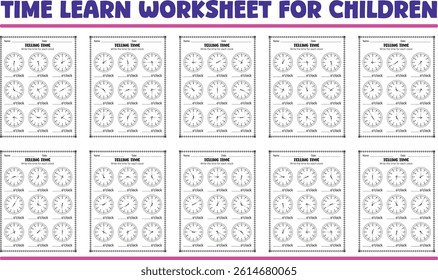 Telling time worksheets for children 