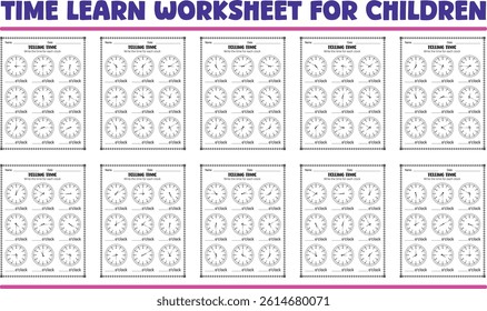 Telling time worksheets for children 