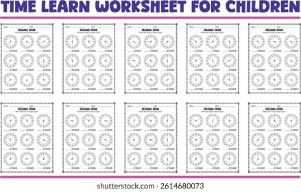 Telling time worksheets for children 