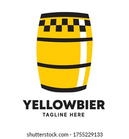 Tellow taxi icon in beer drum, good for beer cafe logo and pproduct logo