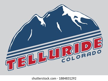 Telluride T-Shirt Design | Vector Screen Printing Layout for the Colorado Ski Town | Retro Graphic Tee Illustration