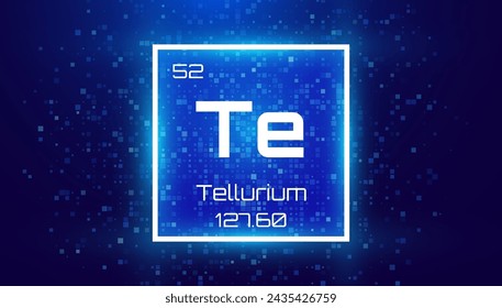 Tellur. Periodensystem mit dem Symbol Te. Chemische Elementkarte mit Zahl und Atomgewicht. Design für Bildung, Labor, Wissenschaftsklasse. In: Vector Illustration.