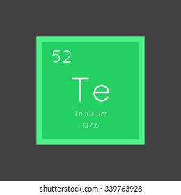 Tellurium simple style tile icon. Chemical element of periodic table. Vector illustration EPS8