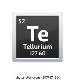 Tellurium symbol. Chemical element of the periodic table. Vector stock illustration.