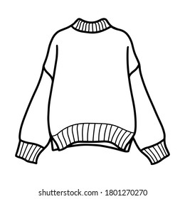 telly winter knit wool sweater. Cozy winter clothing. Design for postcards, packages and printing. Hand drawn vector illustration in Doodle style