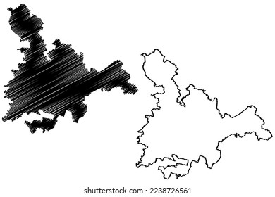 Teloloapan municipality (Free and Sovereign State of Guerrero, Mexico, United Mexican States) map vector illustration, scribble sketch Teloloapan map