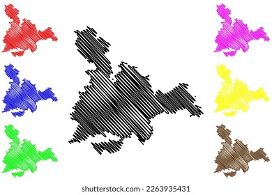 Teloloapan municipality (Free and Sovereign State of Guerrero, Mexico, United Mexican States) map vector illustration, scribble sketch Teloloapan map